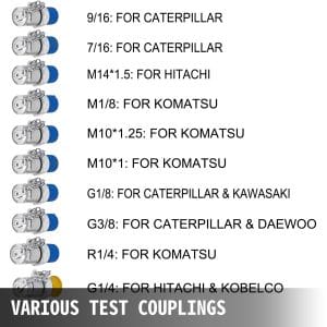 Trusă manometre presiune hidraulică 600 bar – 11 cuple