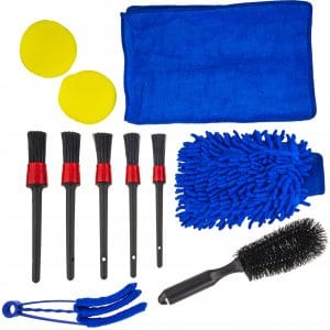Set perii lavete, pentru curatat interior exterior, detailing auto, 15 piese