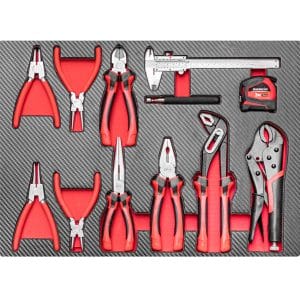 Dulap cu scule XXL cu 12 sertare, blat de lemn, 360 piese, Airpress