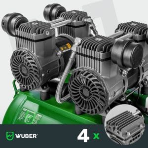Compresor de aer silentios Wuber, putere 1600W, rezervor 50L, 4 cilindri