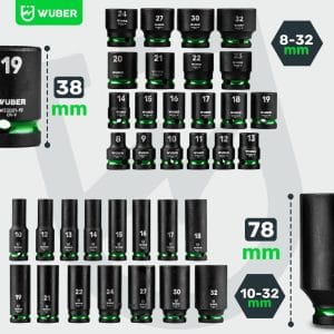 Set chei tubulare impact 1/2” Wuber, 35 piese