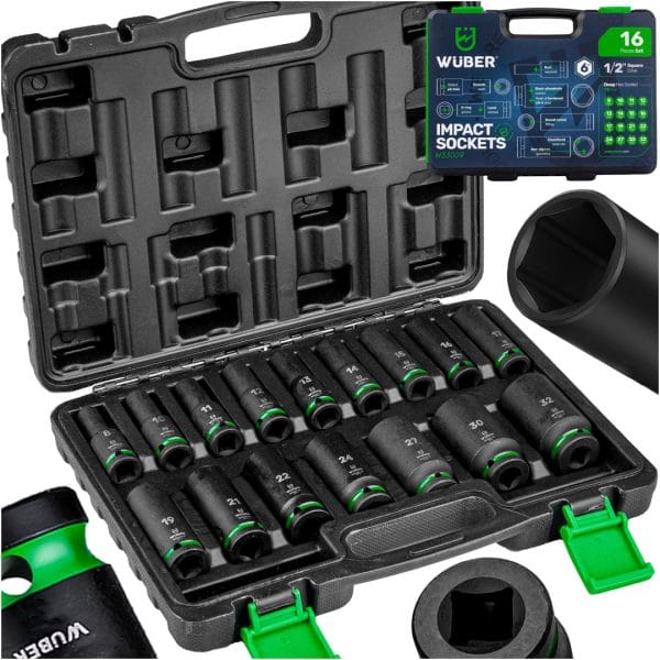 Set chei tubulare impact 1/2” Wuber, 16 piese