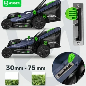 Masina de tuns iarba, gazon, cu acumulator, 2x20V Li-ion, 38 cm 40V Wuber