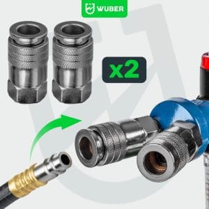 Compresor Aer WUBER 100L, 2000W, 8 BAR, 2 Cilindri Fontă, 170 l/min