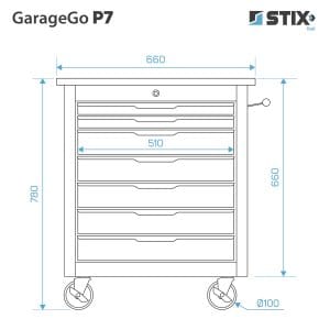 Dulap de scule cu 7 sertare, blat inox