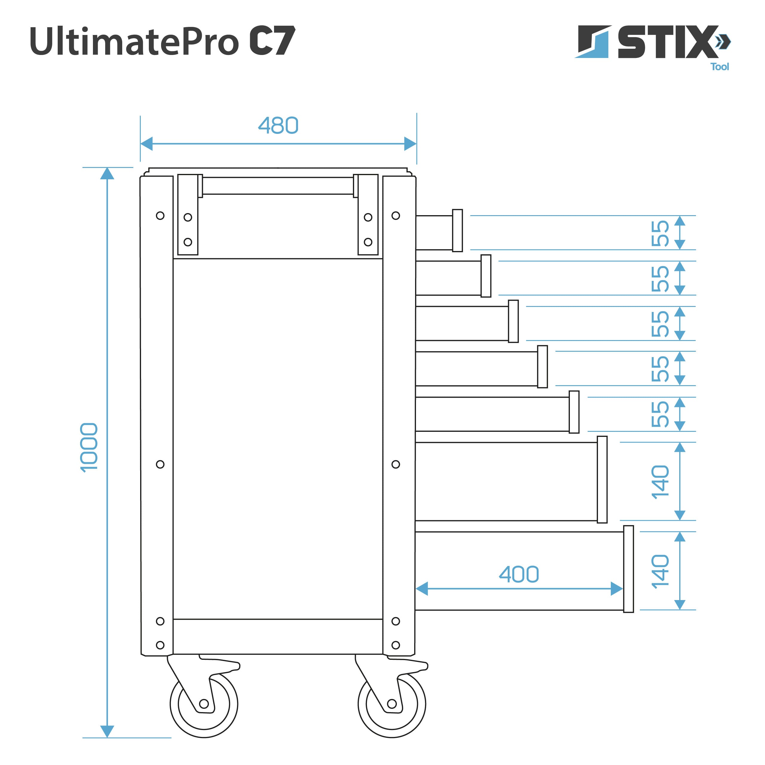 eng_pl_Workshop-Cabinet-Tool-Trolley-with-7-Drawers-UltimatePro-C7-Stix-75226_14 Dulap de scule profesional cu 7 sertare, blat din lemn