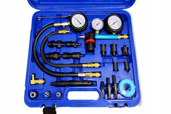ZESTAW-DO-BADANIA-KOMPRESJI-I-SZCZELNOSCI-SILNIKOW-BENZYNA-DIESEL-HDI-TDCI-Kod-producenta-F060152 Trusa verificare compresie, pierderi presiune, benzina, diesel 50bar