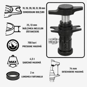 Presa hidraulica extras pivoti, rotule 4,5 tone + Pompa Hidropneumatica 700bar